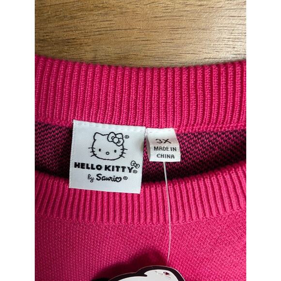 Hello Kitty Sweater Women's 3X Hot Pink Graphic Knit Long Sleeve Round Neck NWT - Picture 3 of 4